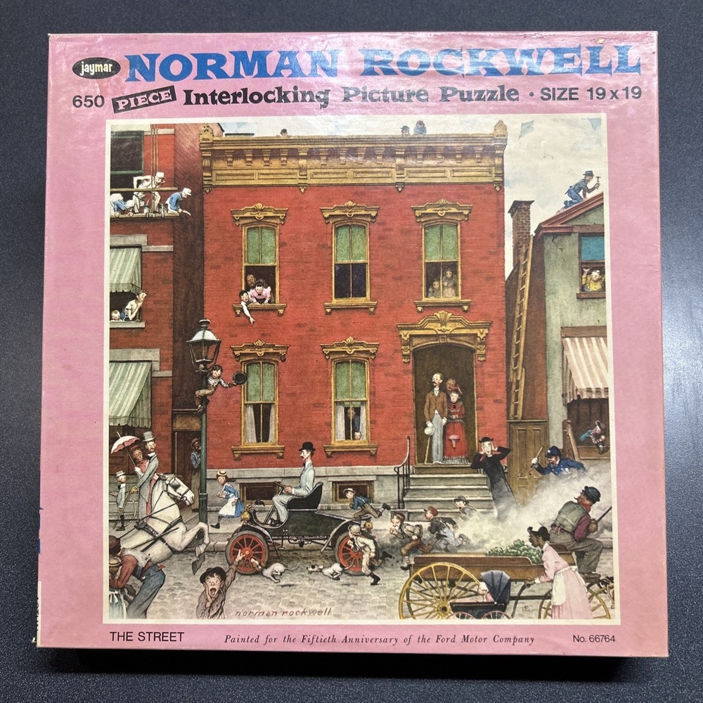 Jaymar Norman Rockwell The Street 650 PC Puzzle Vintage Ford Motor Co 50th Anniv